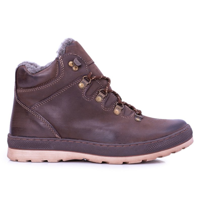 Mario Boschetti Ruskeat nahkaiset miesten lämpimät saappaat Abelo