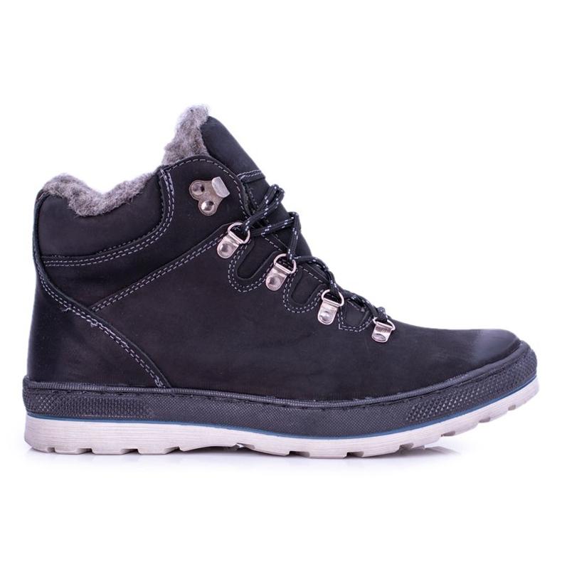 Mario Boschetti Musta nahkainen miesten lämmin saappaat Abelo