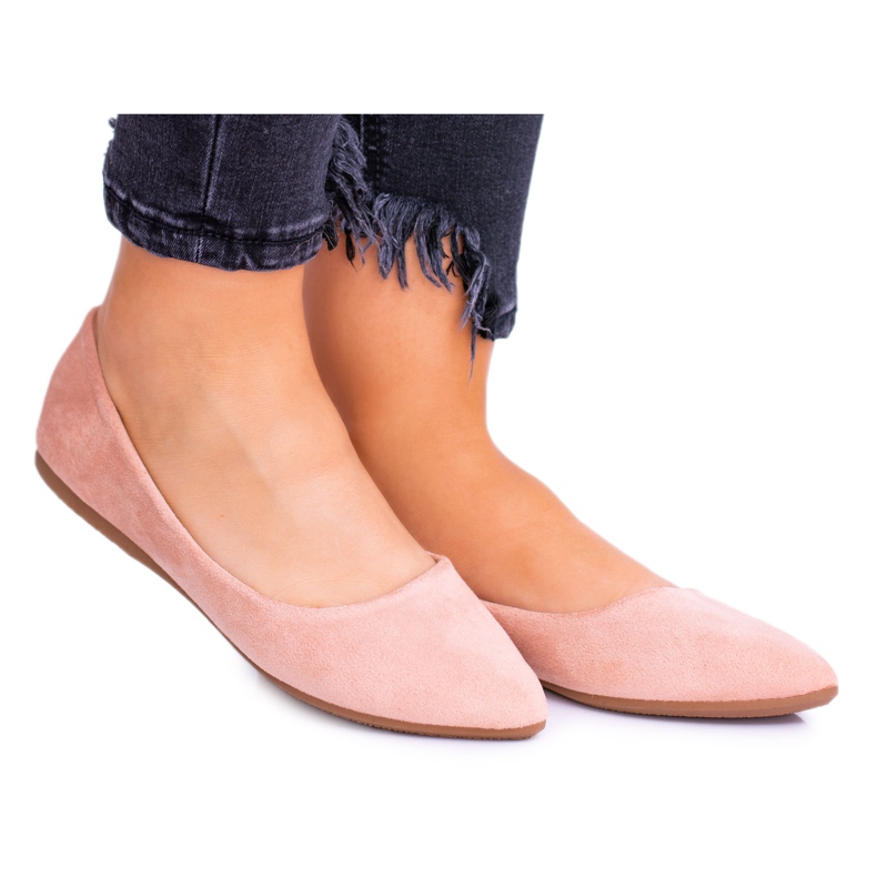 PS1 Vaaleanpunaiset naisten ballerinat Suede Dermeno vaaleanpunainen