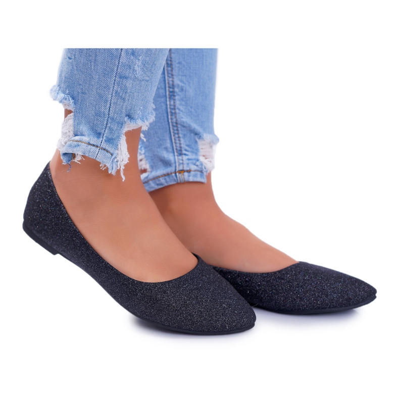 PS1 Naisten ballerinat Glitter Black Fifi musta