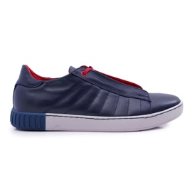 Bednarek Polish Shoes Miesten Brogues Bednarek Sport -nahkakengät ilman verkkoa Navy Blue Geos tummansininen
