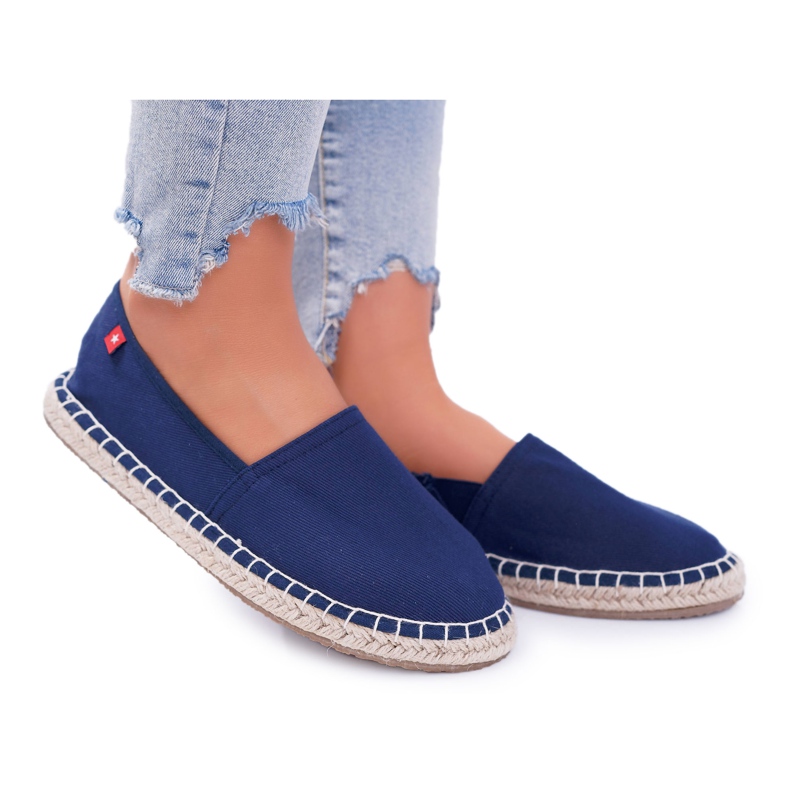 Naisten espadrillot punottu pohja Navy Blue Big Star DD274A151 laivastonsininen