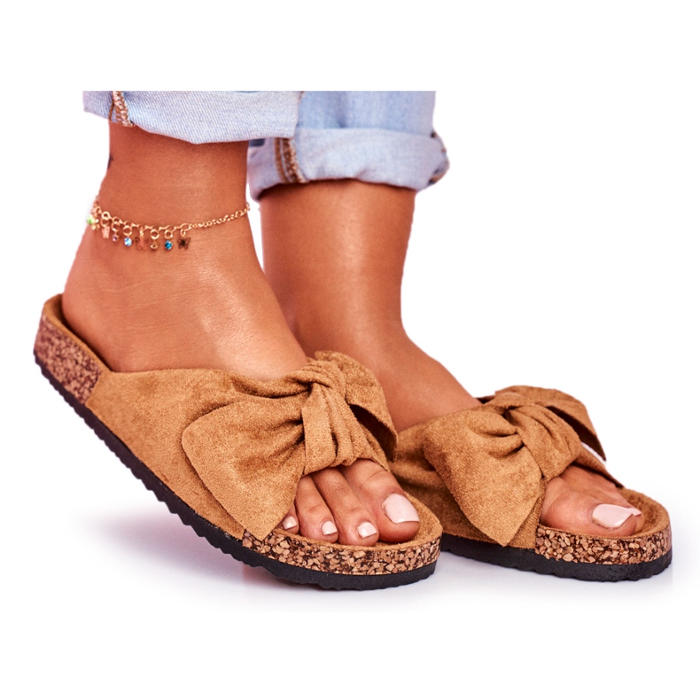 PS1 Naisten ruskeat tohvelit, joissa rusetti Wendy Cork