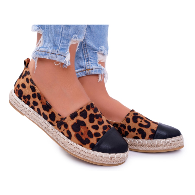 NFR Naisten Espadrilles Leopard Flaty ruskea