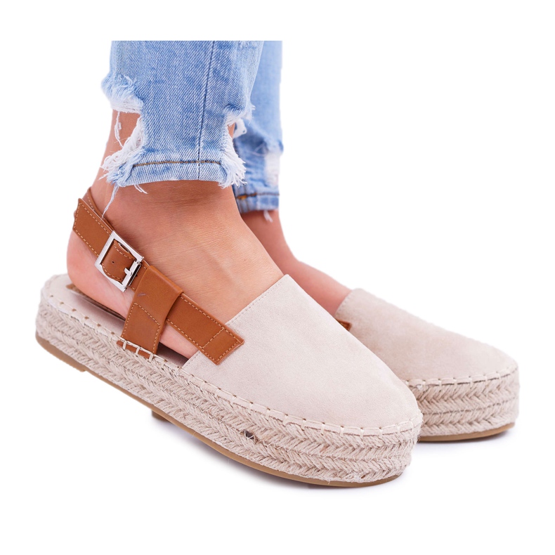 NFR Naisten Espadrilles -mokkanahka Beige Parteno -alustalla