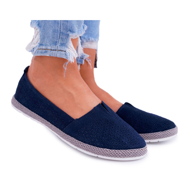S.Barski Naisten Espadrilles Suede Nahka Navy Blue Bimbo laivastonsininen