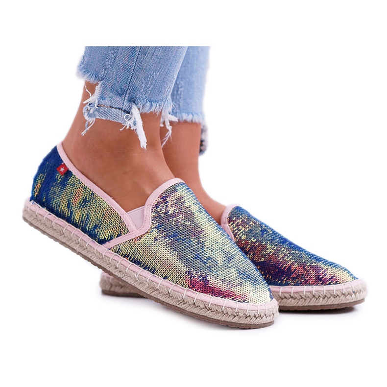 Naisten Espadrilles Big Star Iridescent Sequins DD274A164 laivastonsininen