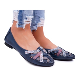 Naisten ballerinat Maciejka Nahka Navy Blue 01358 tummansininen