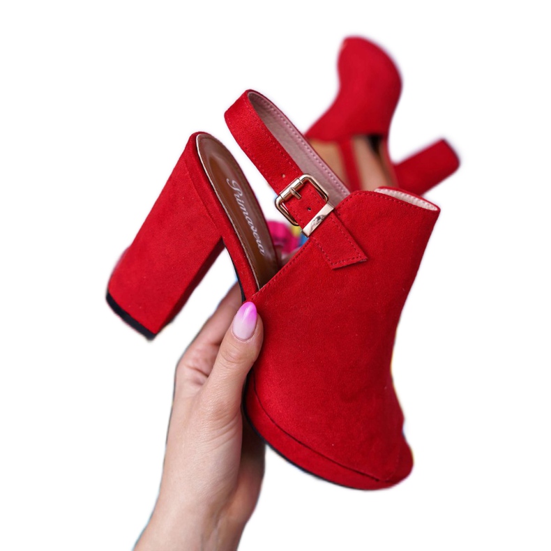 BUGO Naisten sandaalit korkokenkä auki varpaat punainen Montree