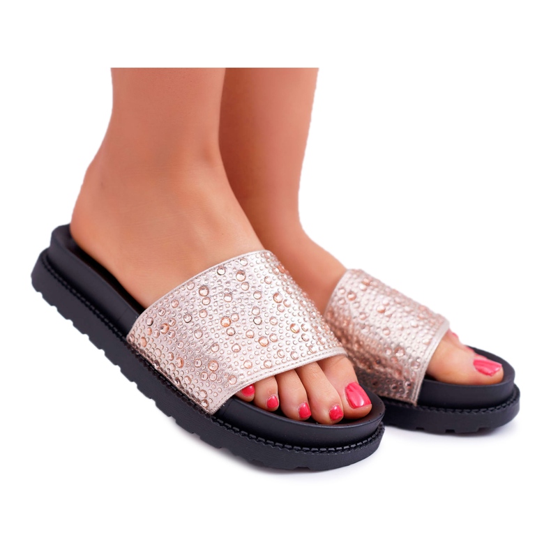 Naisten tossut, joissa on kuutiometriä zirkonia samppanjaa XTI 48821 vaaleanpunainen