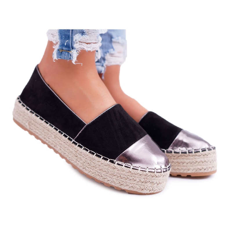 Naisten Espadrilles Black Ringer Platform musta