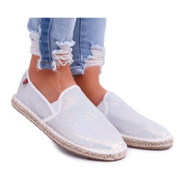 Naisten Espadrilles Big Star Iridescent Paljetit Valkoinen DD274A162