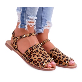 Naisten sandaalit Lu Boo Suede Leopard Silena ruskea