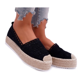 Naisten mustat pitsi -espadrillit Lovely Haven