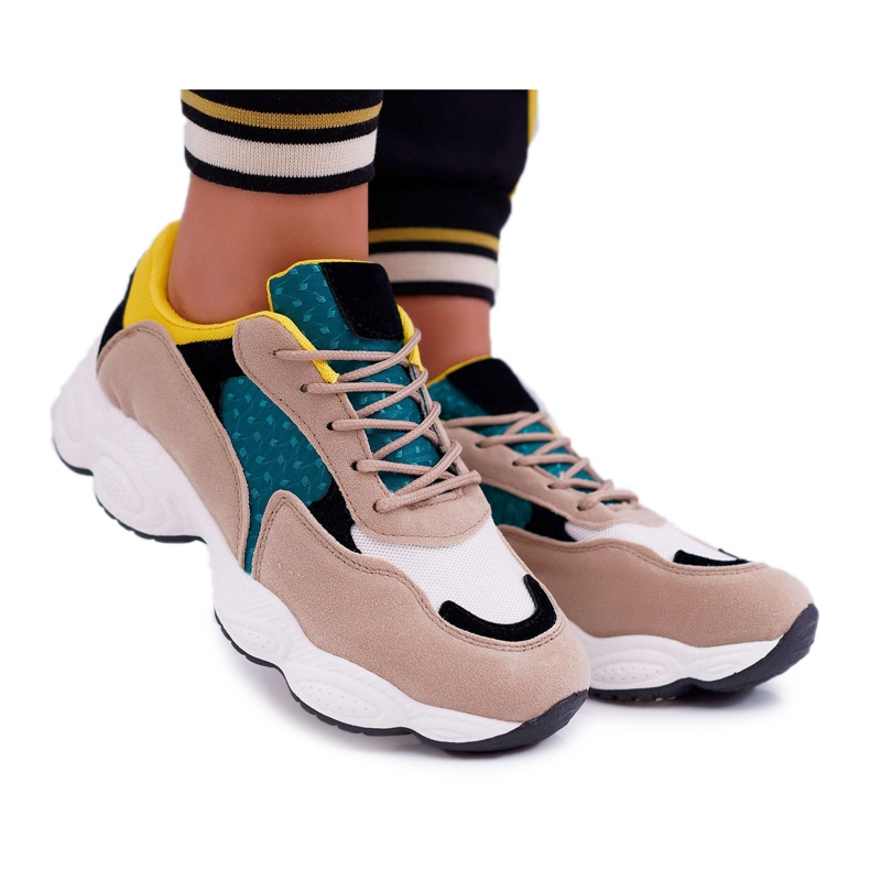 NFR Naisten urheilukengät Mokkanahka vihreä keltainen tikkari monivärinen