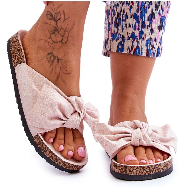 PS1 Naisten beige tossut, joissa rusetti Wendy Cork