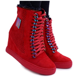 Naisten lenkkarit Lu Boo Openwork Suede Red Clamma punainen