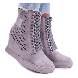 Naisten lenkkarit Lu Boo Openwork Suede Grey Clamma harmaa Naisten lenkkarit Lu Boo Openwork Suede Grey Clamma harmaa