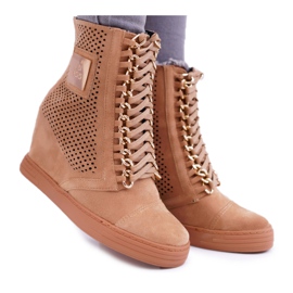Naisten lenkkarit Lu Boo Openwork Suede Camel Clamma ruskea
