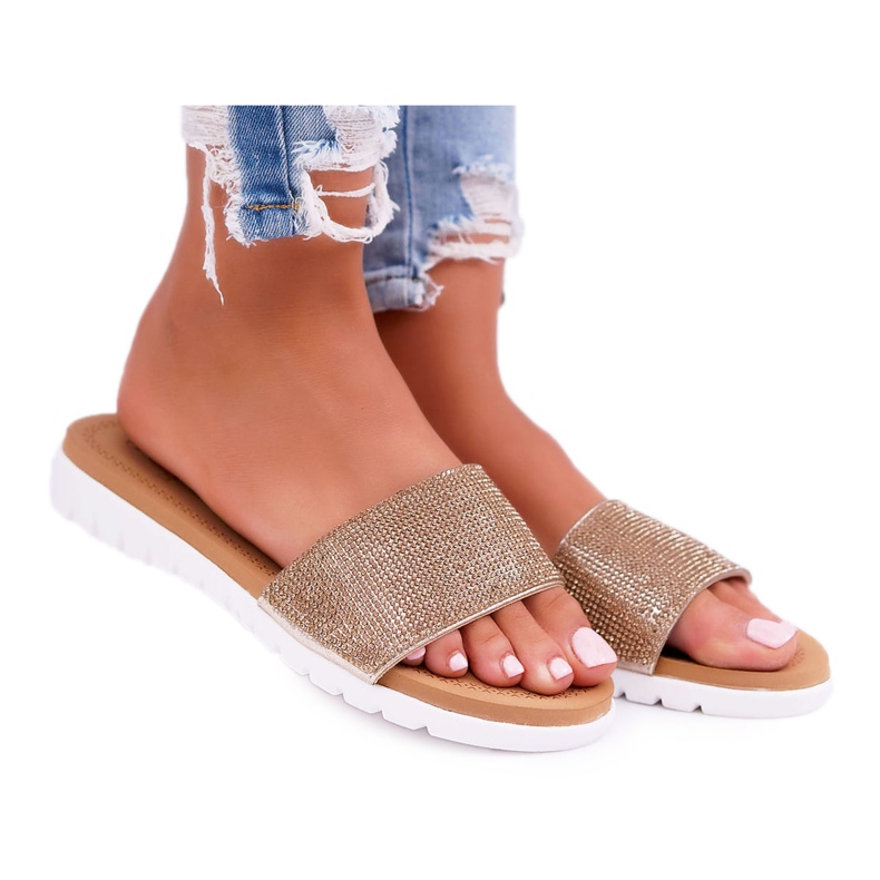 Lu Boo Naisten kullanväriset paljaat tossut kultainen