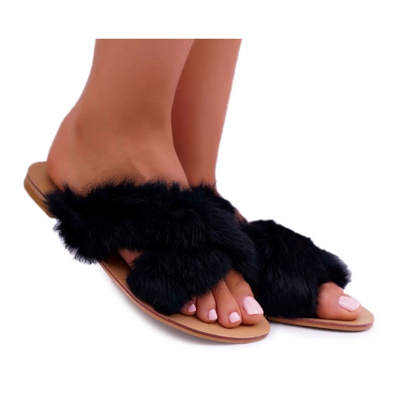 Naisten tossut Fur Lu Boo Black Pimmerillä musta