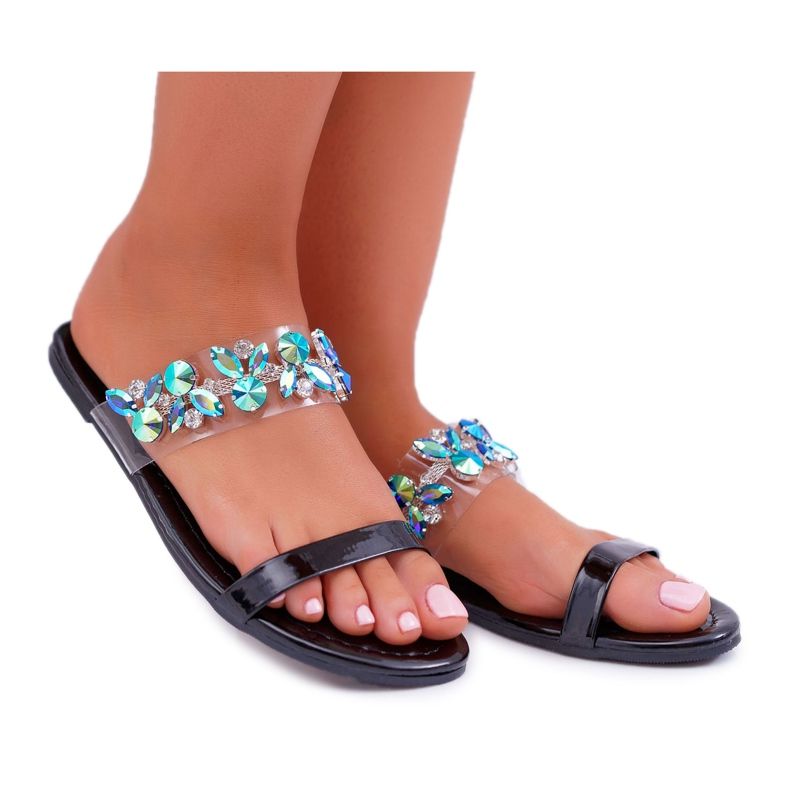 Naisten tossut Lu Boo Elegantti, jossa musta Elementary Cubic Zirkonia