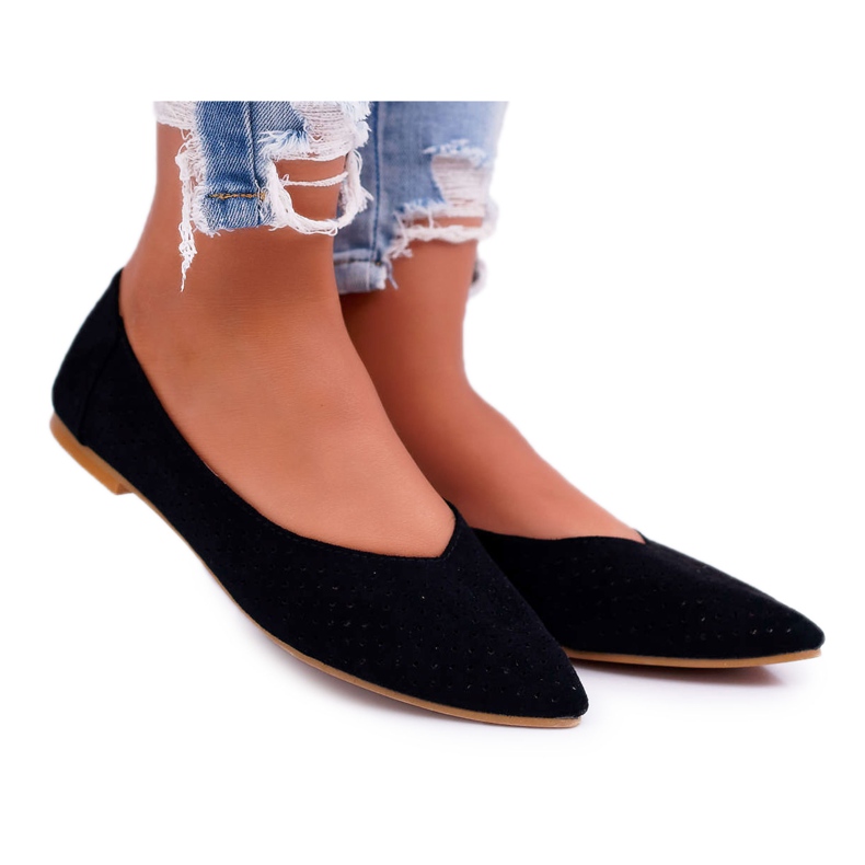 Naisten ballerinat Lu Boo, avoin musta jälkiruoka