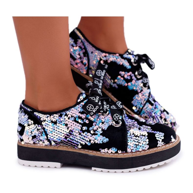 Naisten Brogues Lu Boo Silver Sequins Moonlight musta monivärinen