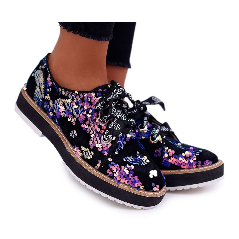 Naisten Brogues Lu Boo Violet Sequins Moonlight musta violetti monivärinen