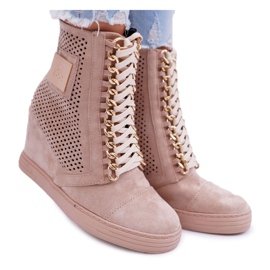 Naisten lenkkarit Lu Boo Openwork Suede Beige Clamma