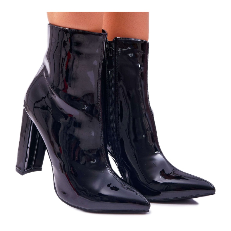 SEA Naisten saappaat korkokengillä lakatut mustat alaosat