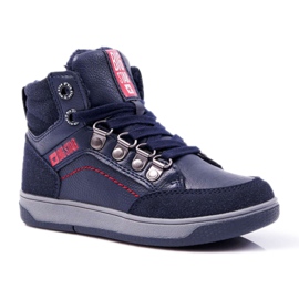 Lasten poikien kengät Lenkkarit Big Star Lampaannahka Navy Blue EE374088 tummansininen