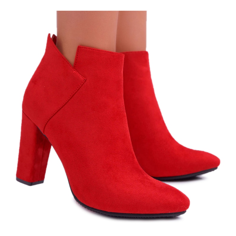 Vinceza Naisten saappaat kantapäässä Mokkanahka punainen röyhelö