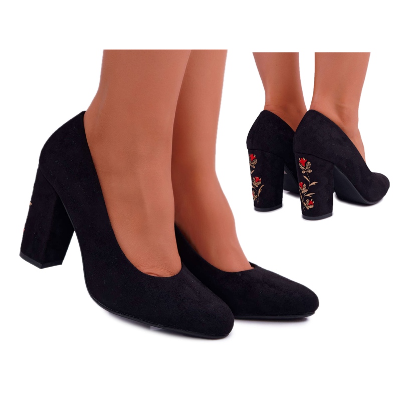 Naisten Avokkaat Sergio Leone Black Suede Gendar Flowers musta