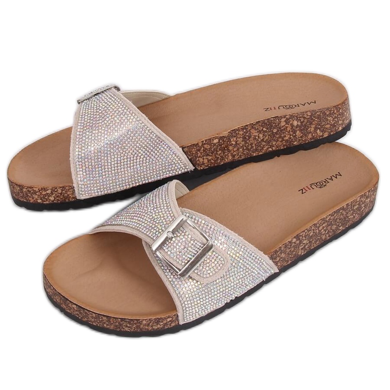 Beige scholki-tossut kivillä L-1032 Beige