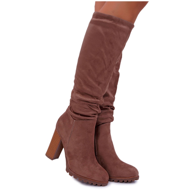 EVE Naisten saappaat kantapäässä Suede Khaki Marion