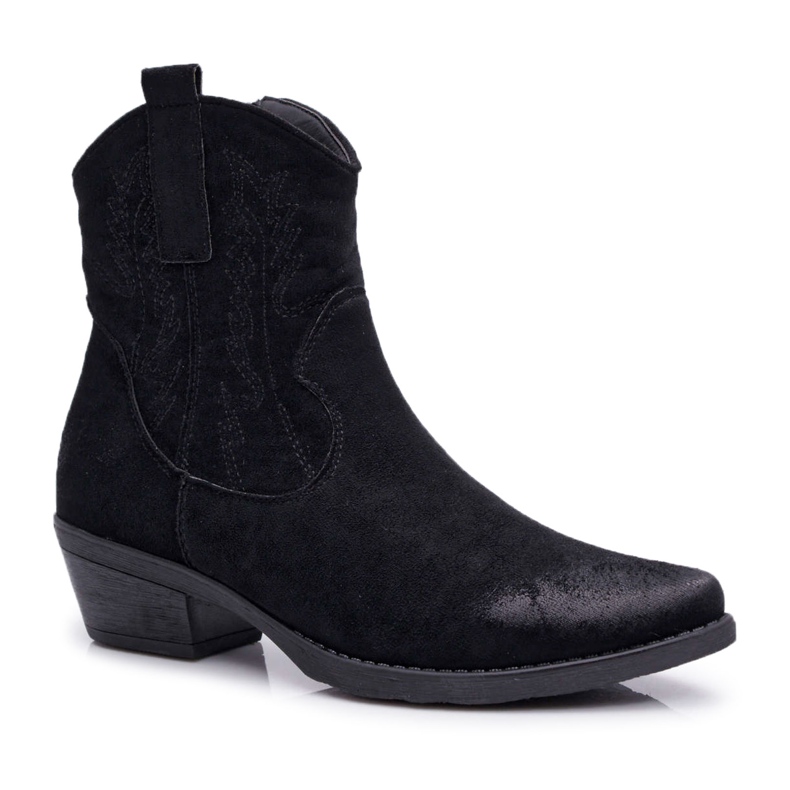 BUGO Naisten Cowboy -saappaat Suede Black Ferders musta