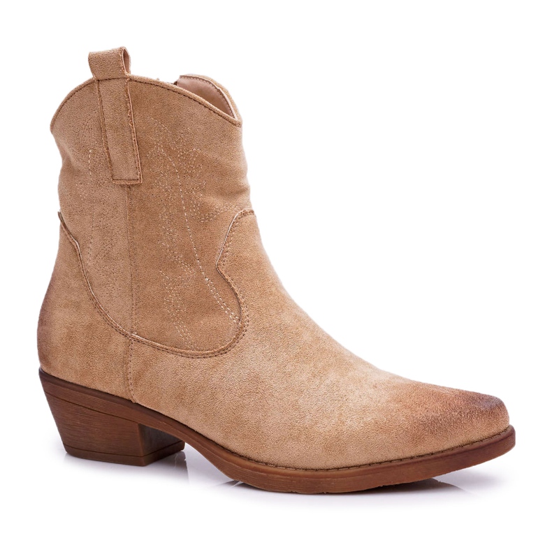 BUGO Naisten cowboy -saappaat Suede Beige Ferders