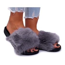 Naisten tohvelit, harmaa ja musta