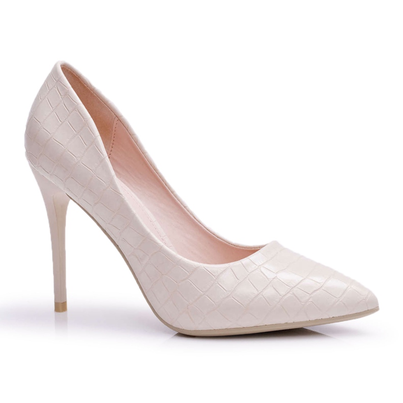 PS1 Naisten Stilettos Alligator Print Beige Flop