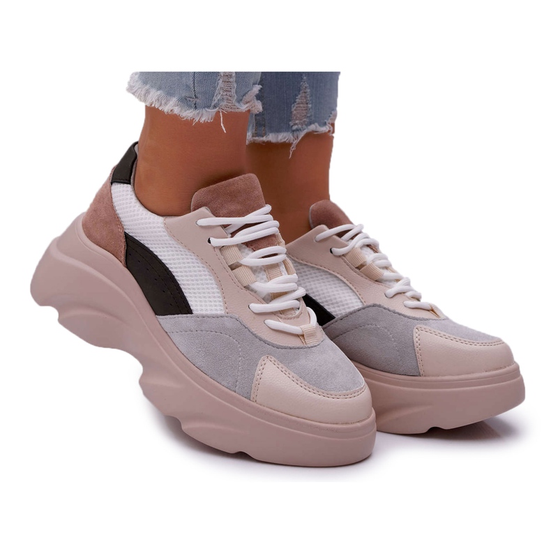 SEA Naisten urheilukengät Paksu pohja Beige Cardamon