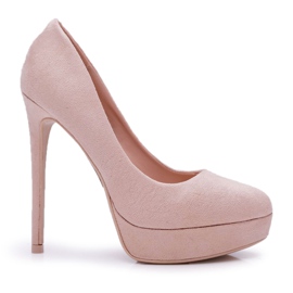 SEA Naisten Stilettos Suede Platform Beige Gervalo