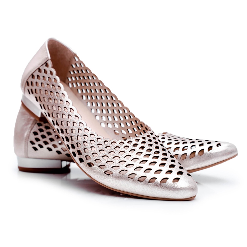 Exquisite Naisten kulta -nahkabalerinat Hieno 1107/1 kultainen