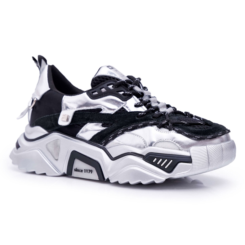 Naisten urheilukengät Big Star, Daniel Lopez, musta hopea FF274A527 harmaa