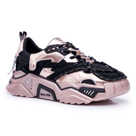 Naisten urheilukengät Big Star, Daniel Lopez, musta ja kulta FF274A528 keltainen