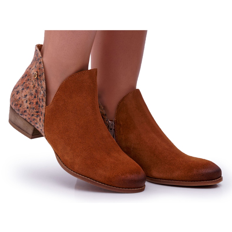 Naisten matalat saappaat Maciejka Kevään nahka punainen 04091-49 ruskea