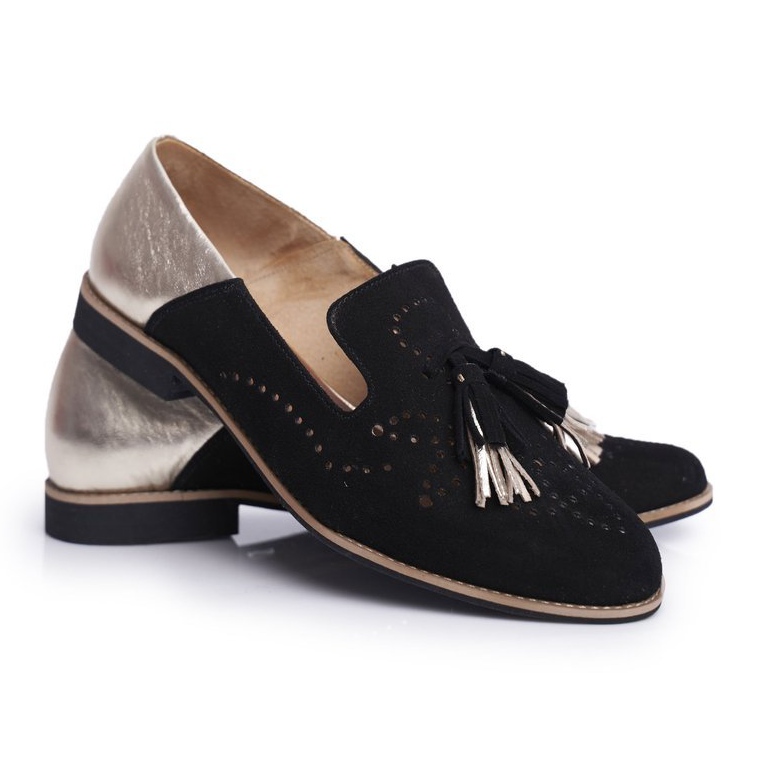 Naisten Brogues Maciejka Nahka Loaferit Musta 04484-01 / 00-5