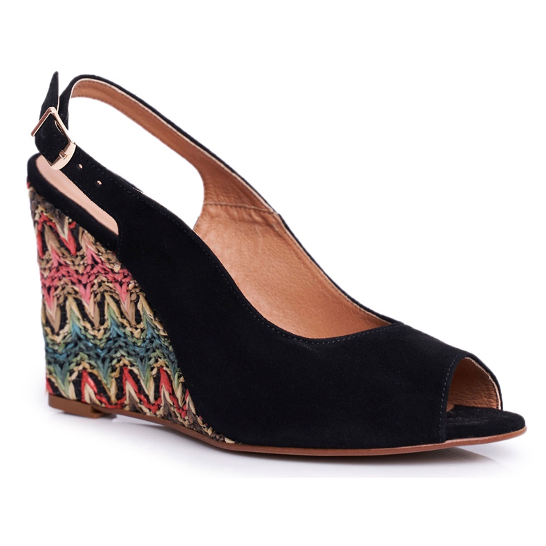 Naisten sandaalit kiilalla Laura Messi Nahka Musta 1964