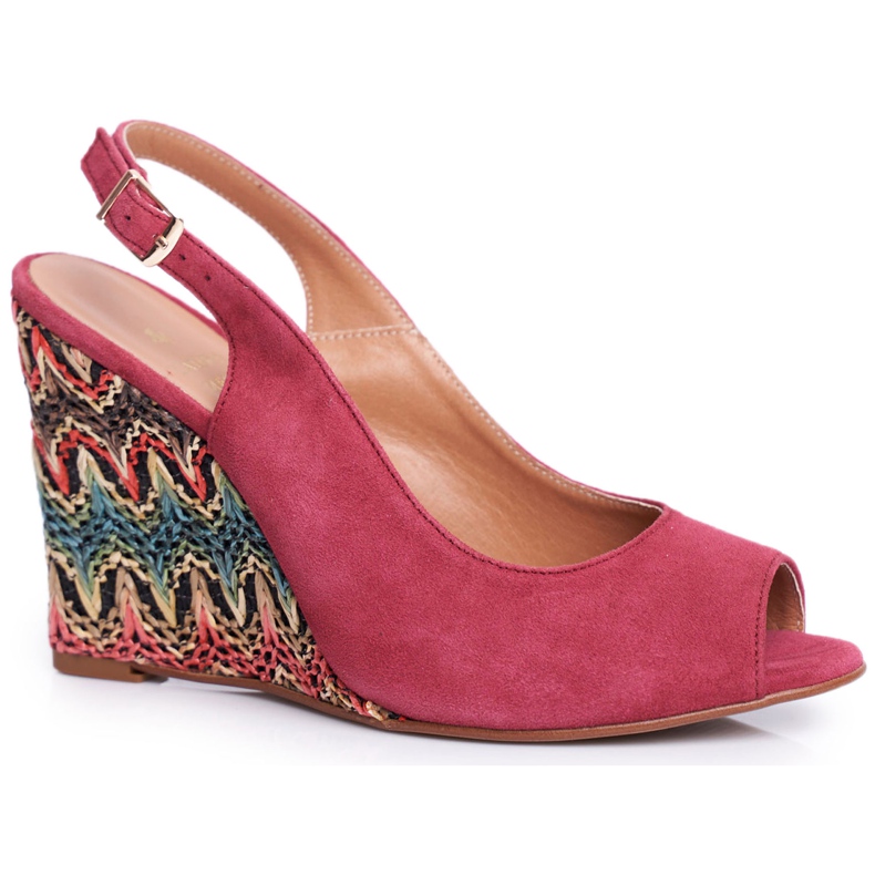 Naisten sandaalit kiilassa Laura Messi Nahka Burgundy 1964 punainen