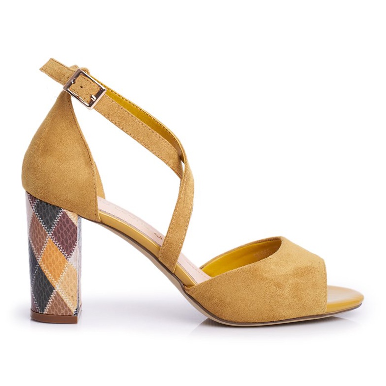 Naisten sandaalit korkokenkiä Sergio Leone keltainen SK865